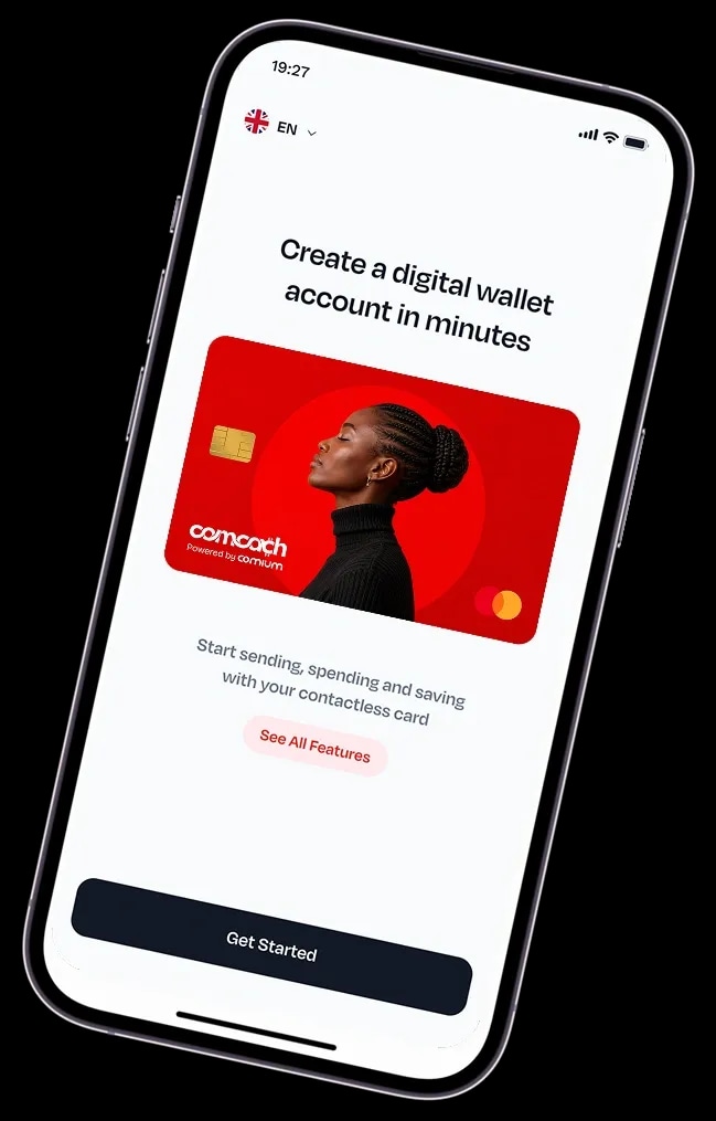 ComCash app sign-up screen
