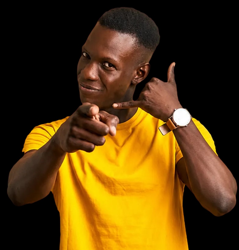 Comium customer making a call gesture