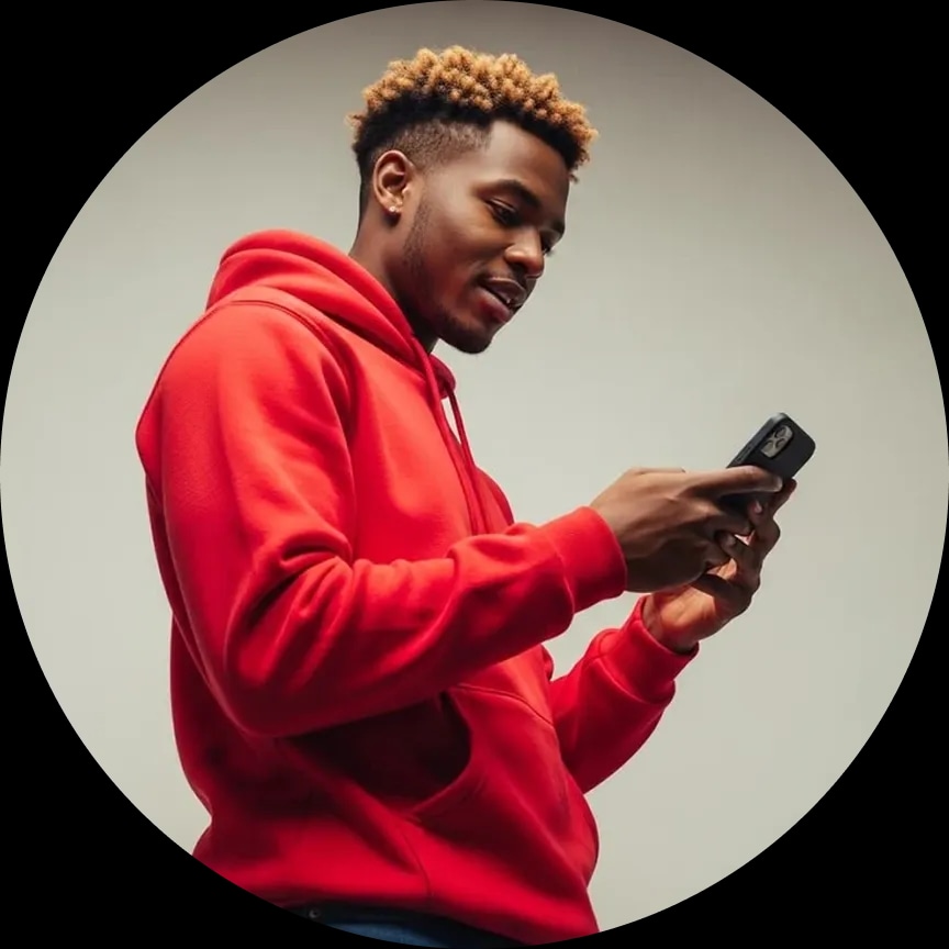 A Comium customer using his mobile phone