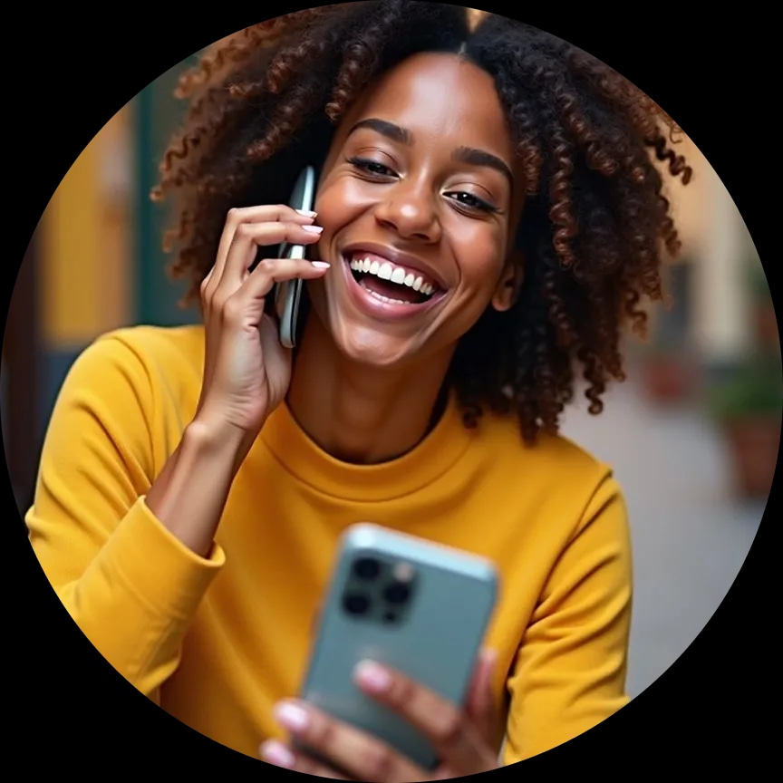 A customer enjoying a mobile call