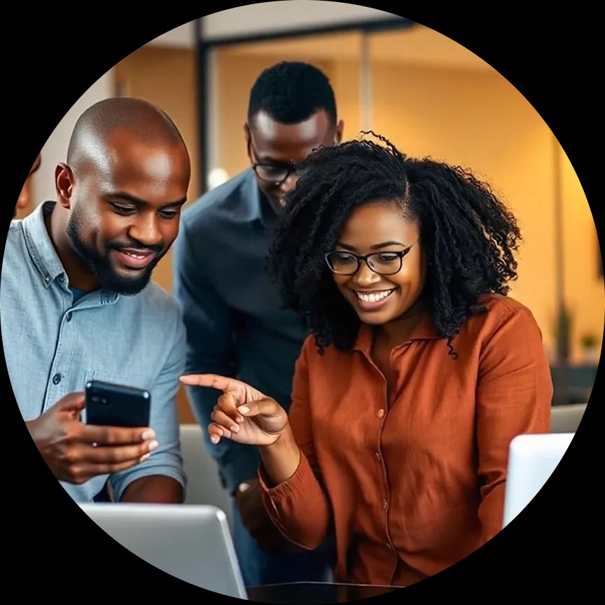 A collaborative Comium team working together